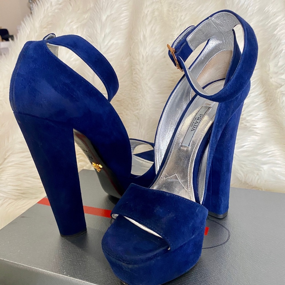 Prada ankle strap platform heels